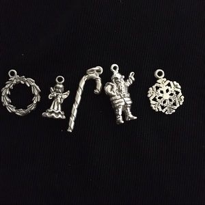 Sterling Christmas Charms, Set of 5